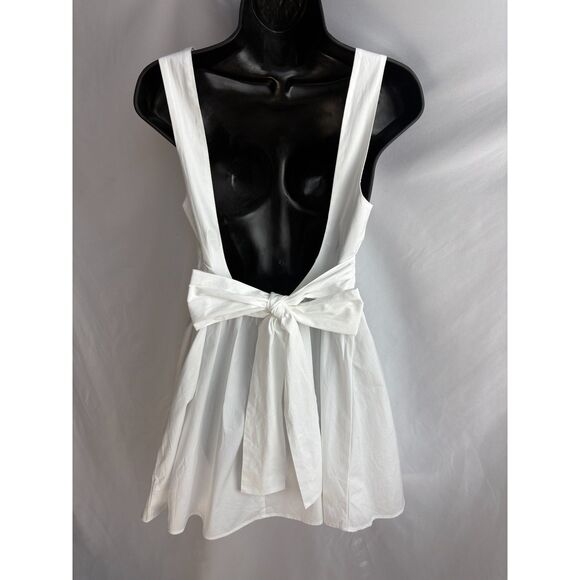 New White Mini Bubble Skirt Dress Bow Back Size M Girly Feminine Romantic Cute - Picture 5 of 11